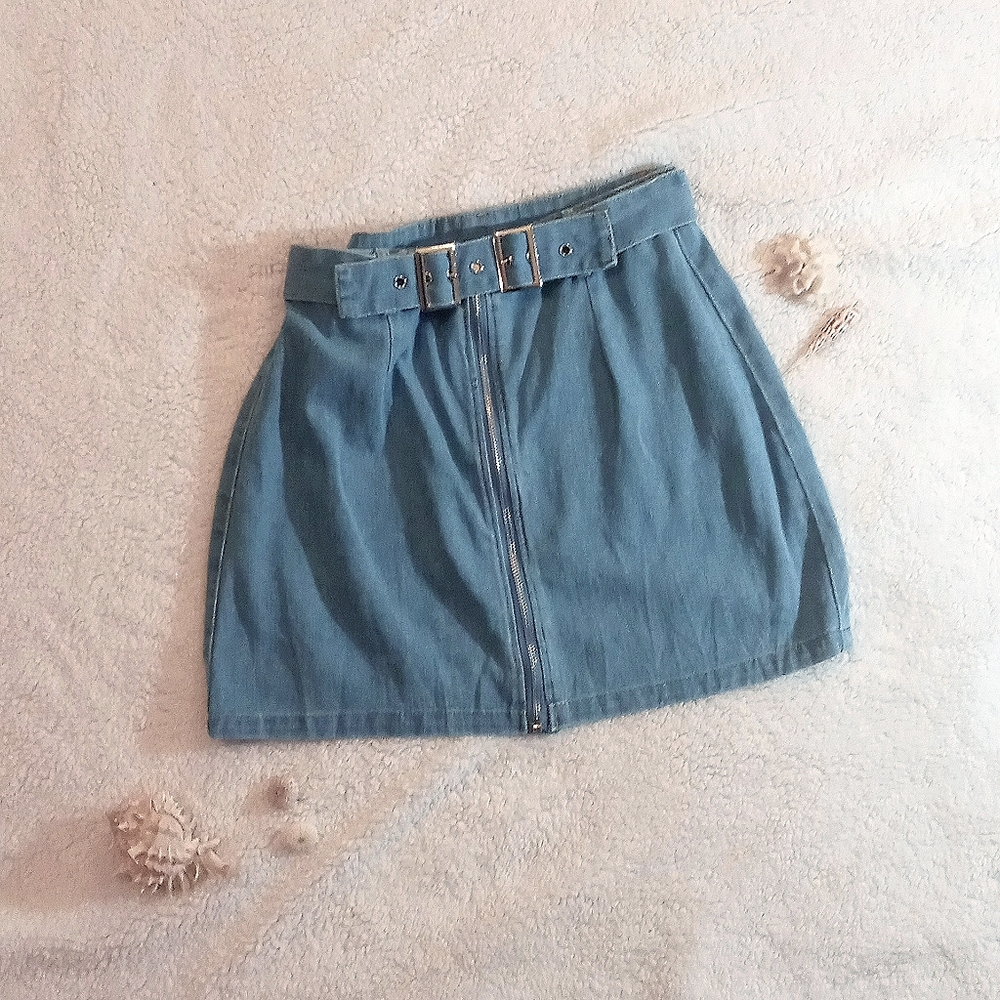 High Waisted Denim Skirt